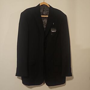 Claiborne black fancy blazer  46 NEW! 100%wool